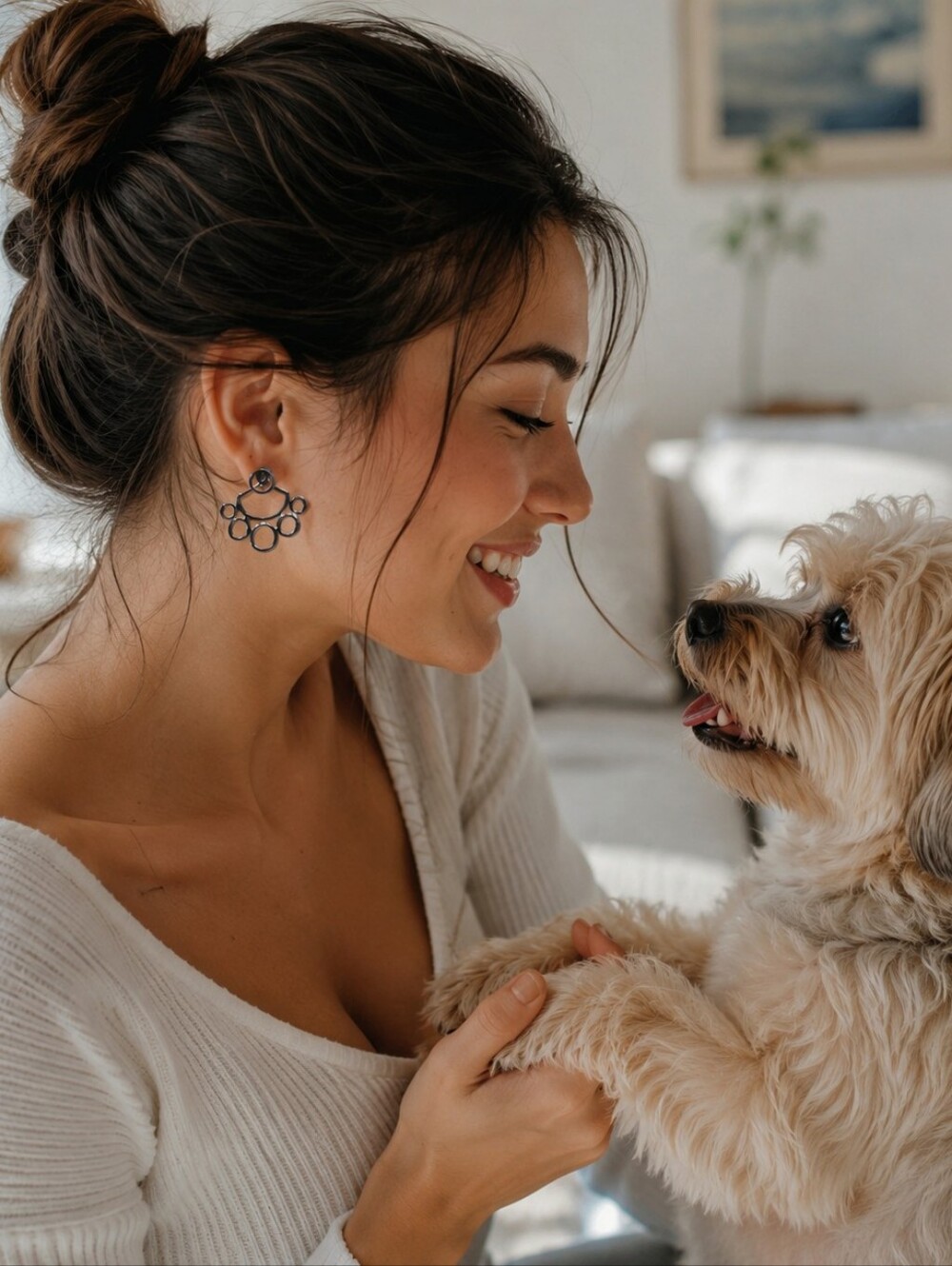 Upside Down Paw Print Stud Earrings